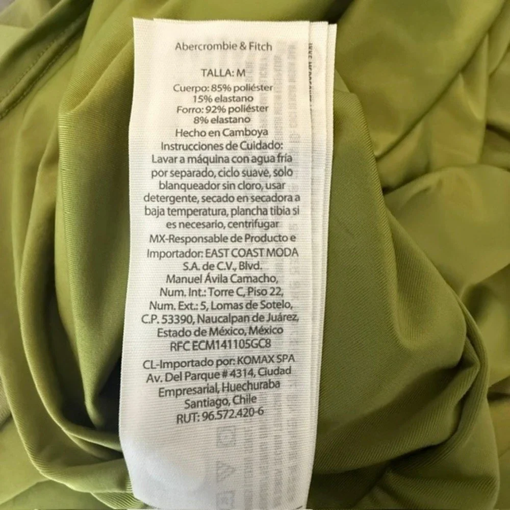 Abercrombie & Fitch Ruched Mesh Maxi Dress Avocado Green Medium Tall